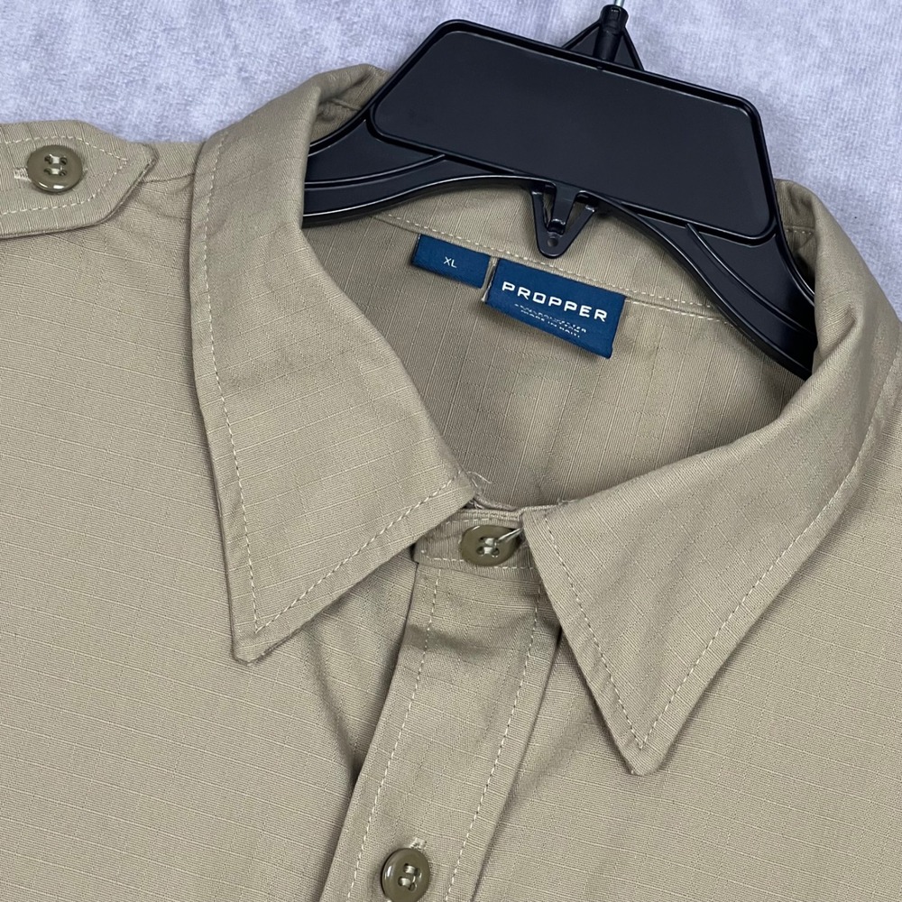 Propper Tactical Shirt Mens‎ XL Khaki New Ripstop Short Sleeve Epaulets